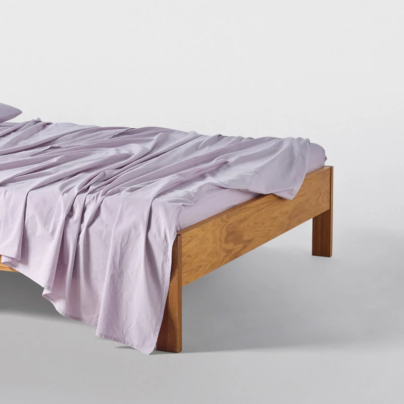Drap plat en percale de coton lavé 300 fils • Lilas