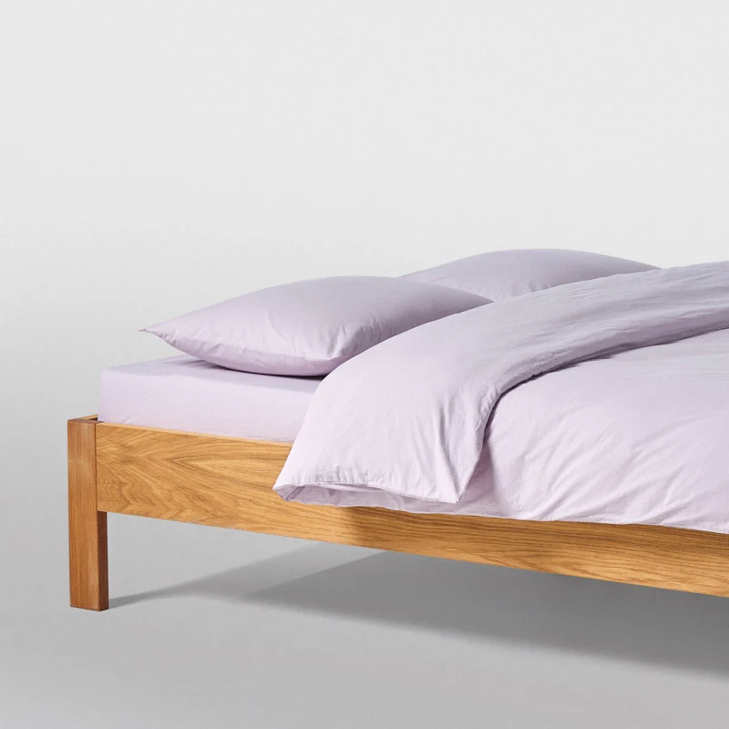 Drap housse en percale de coton lavé 300 fils • Lilas