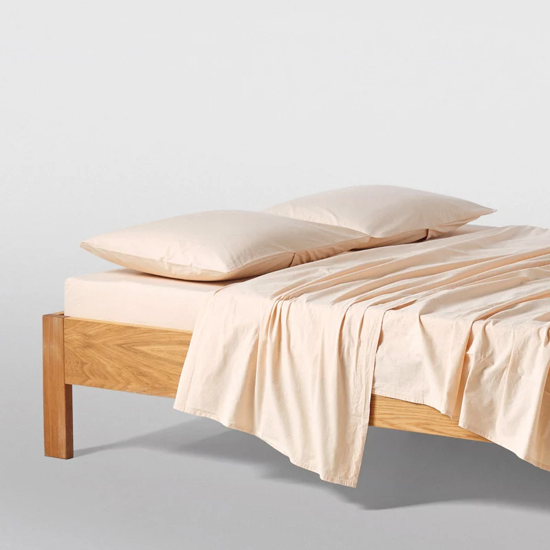Drap housse en percale de coton lavé 300 fils • Jaune Mimosa