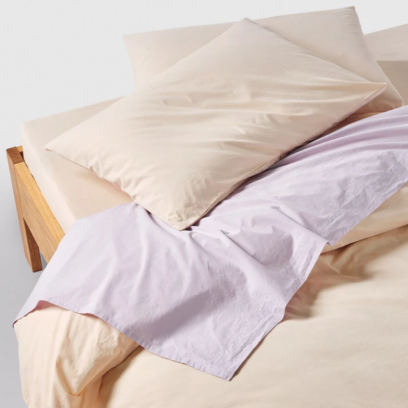 Drap housse en percale de coton lavé 300 fils • Jaune Mimosa