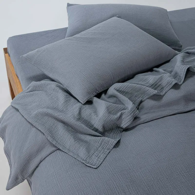 Housse de couette en gaze de coton 185g/m² • Bleu givre