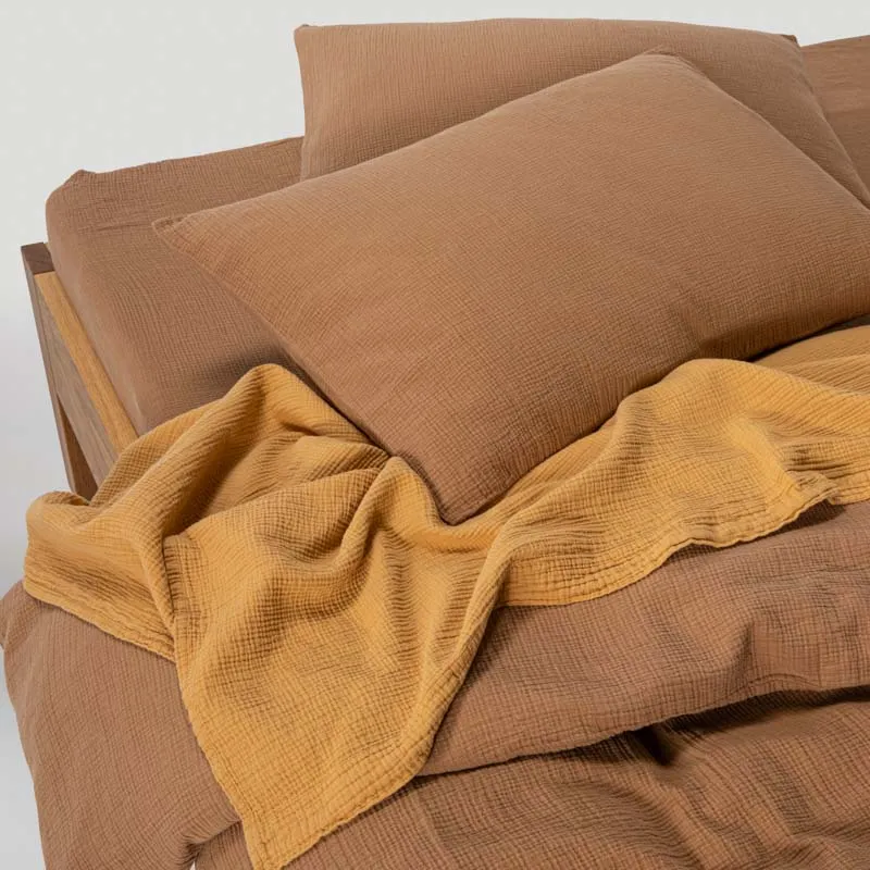 Housse de couette en gaze de coton 185g/m² • Noisettes