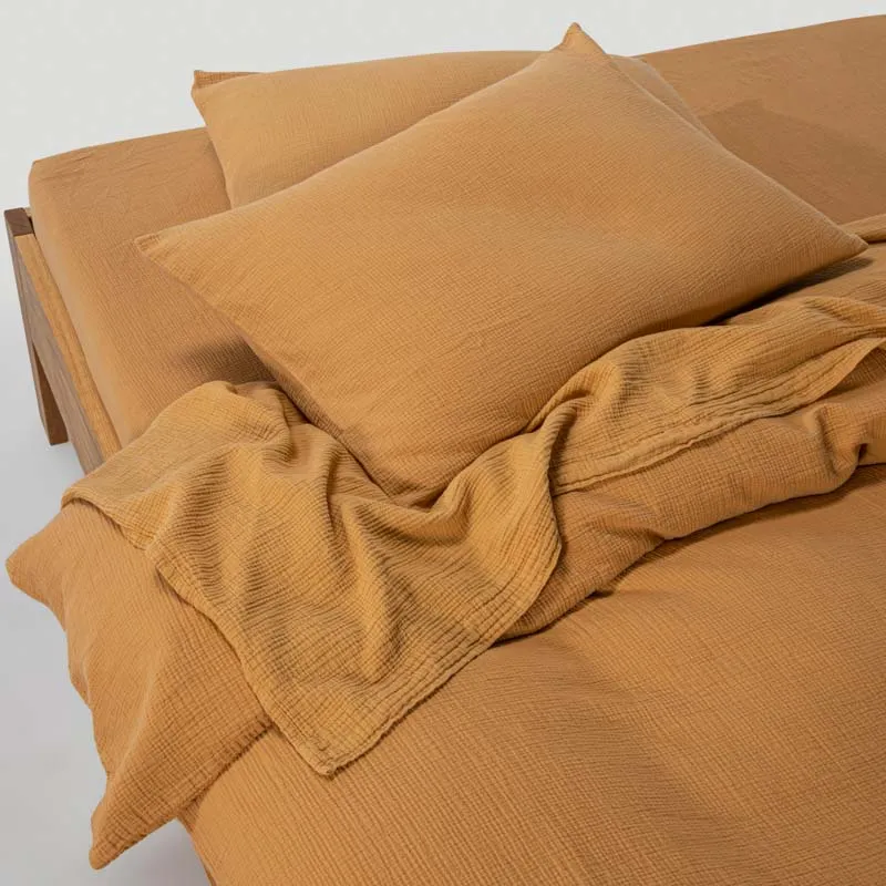 Housse de couette en gaze de coton 185g/m² • Miel