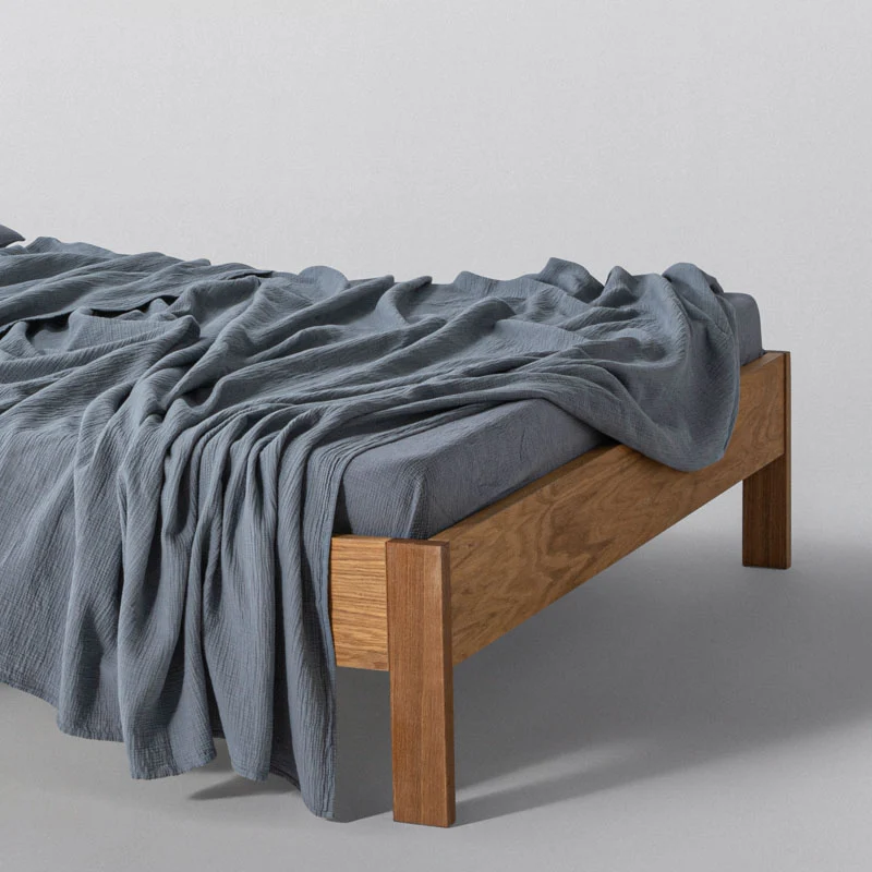 Drap plat en gaze de coton 185g/m² • Bleu givre