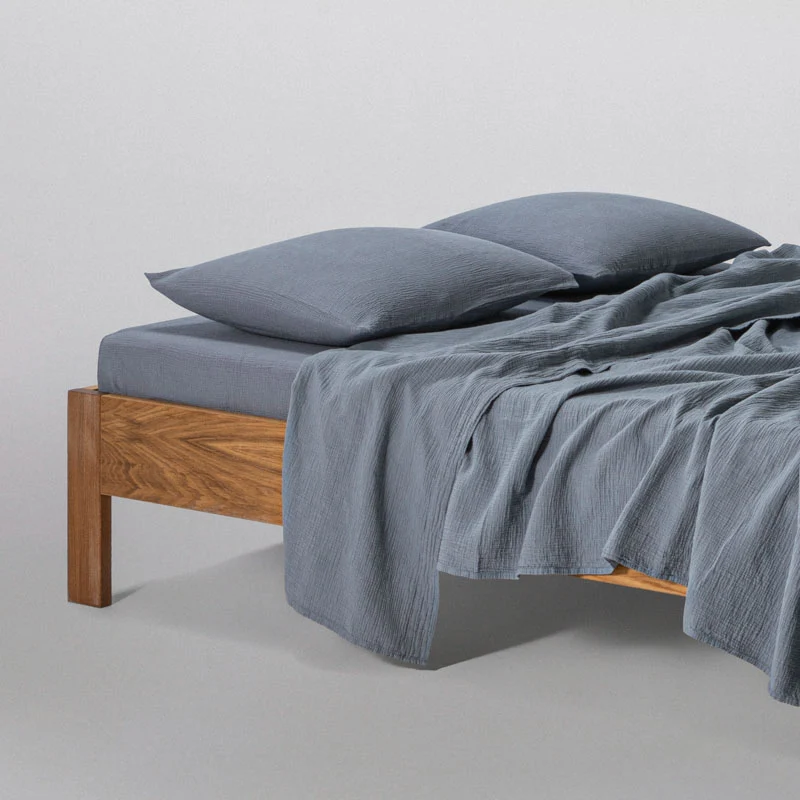 Drap plat en gaze de coton 185g/m² • Bleu givre