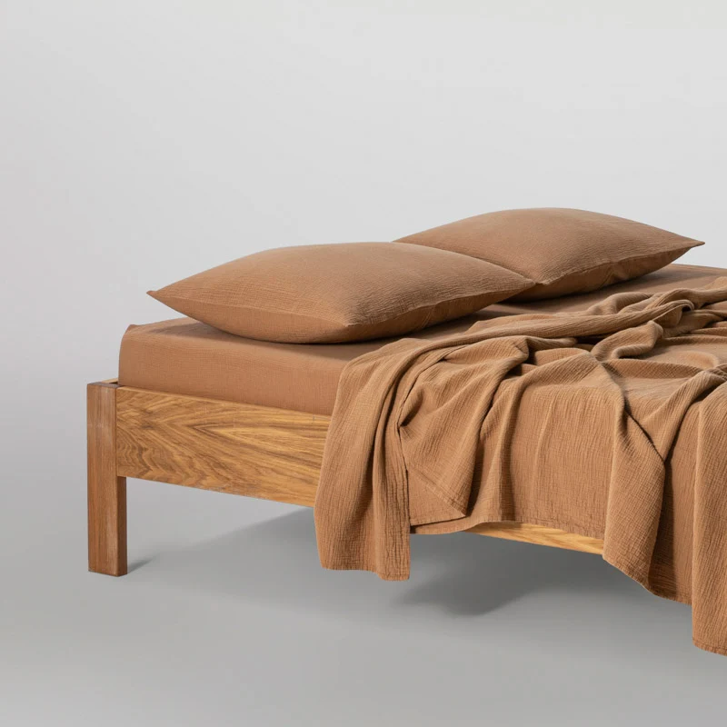 Drap plat en gaze de coton 185g/m² • Noisettes