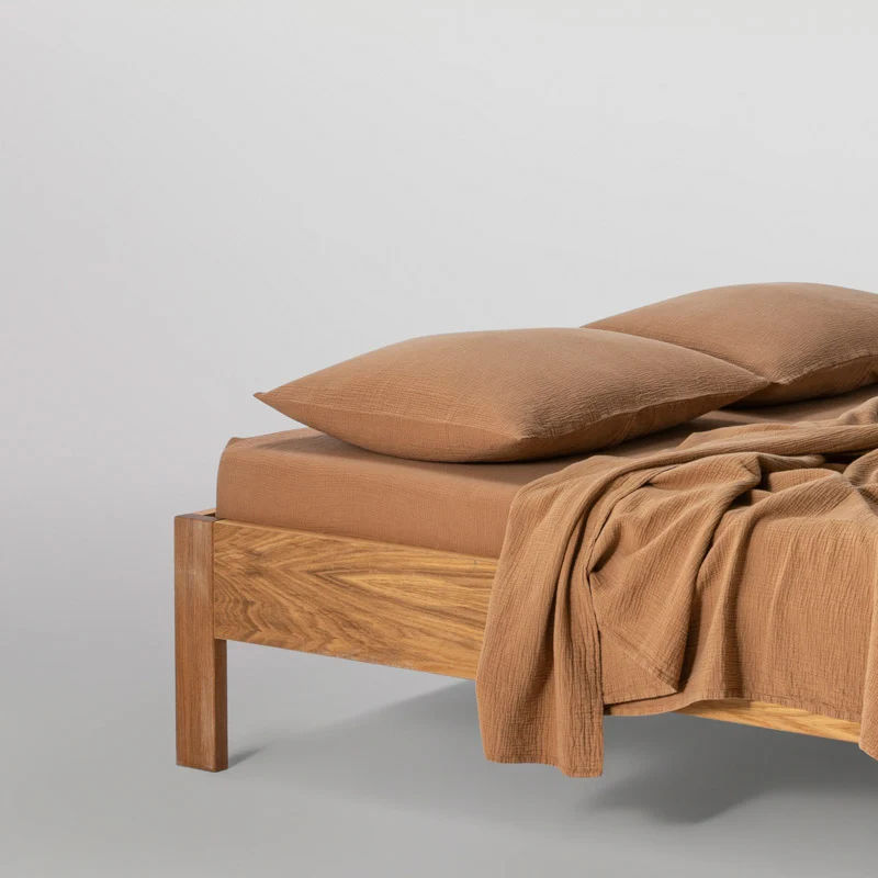 Drap housse en gaze de coton 185g/m² • Noisettes