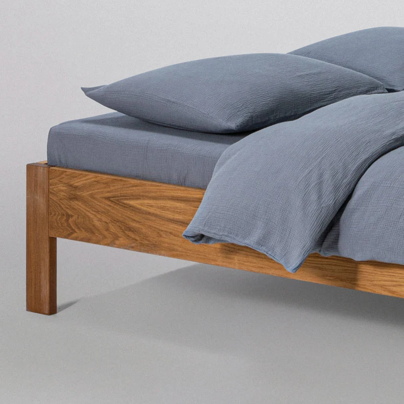 Drap housse en gaze de coton 185g/m² • Bleu givre