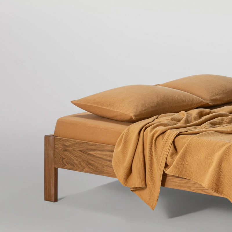 Drap housse en gaze de coton 185g/m² • Miel
