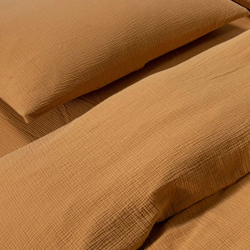 Drap housse en gaze de coton 185g/m² • Miel