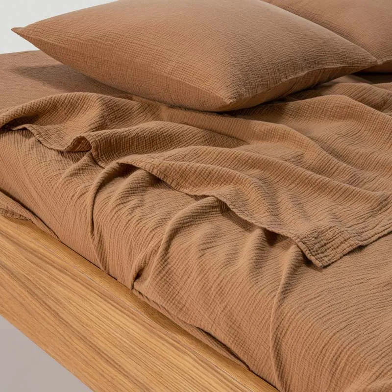 2 taies d'oreiller en gaze de coton 185g/m² • Noisettes