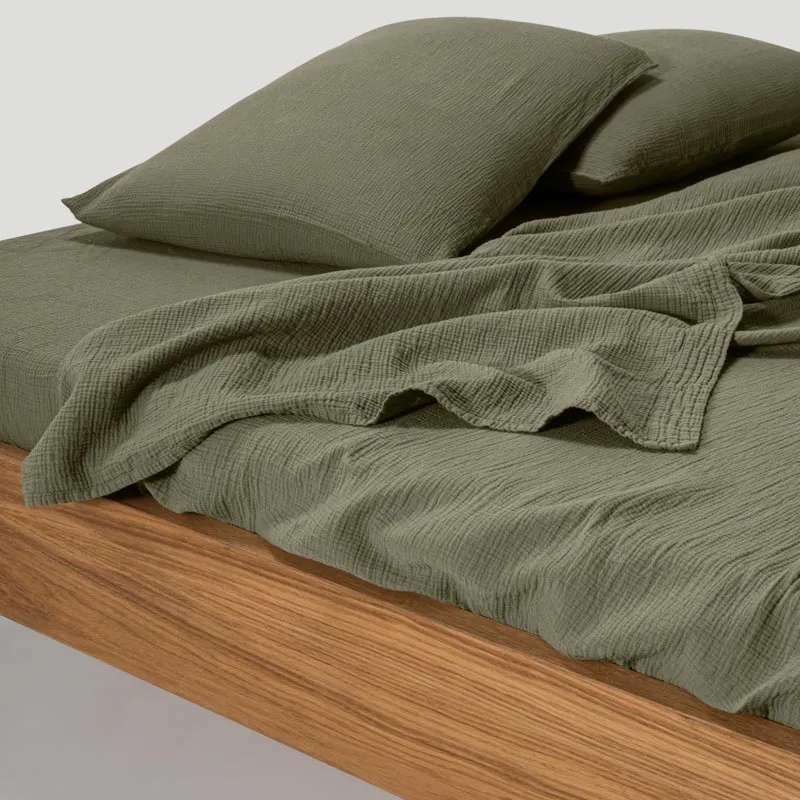 Drap plat en gaze de coton 185g/m² • Vert forêt
