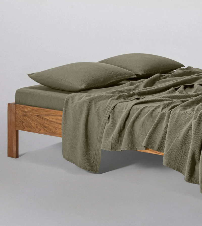 Drap plat en gaze de coton 185g/m² • Vert forêt