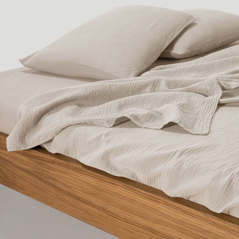 Drap plat en gaze de coton 185g/m² • Beige Sable