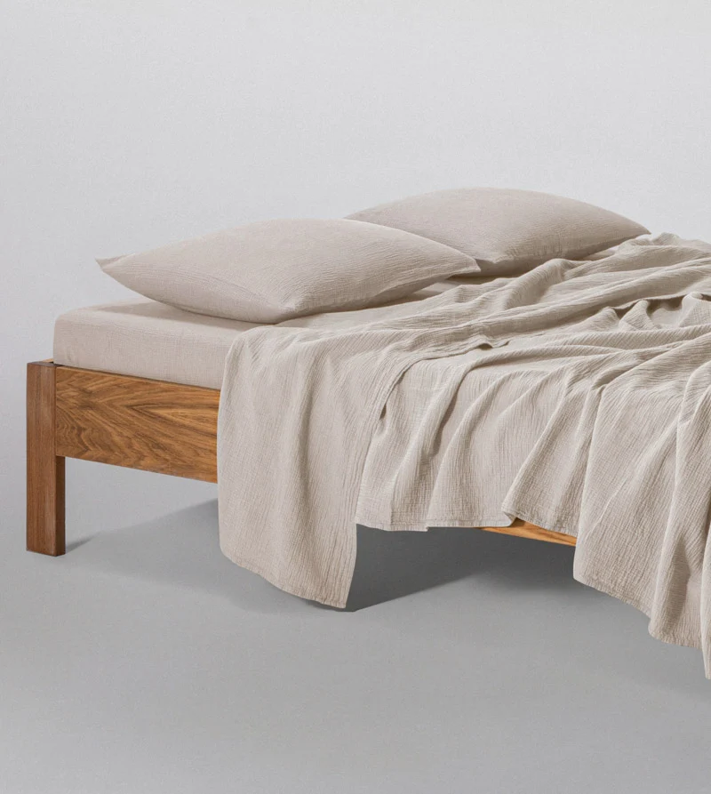 Drap plat en gaze de coton 185g/m² • Beige Sable