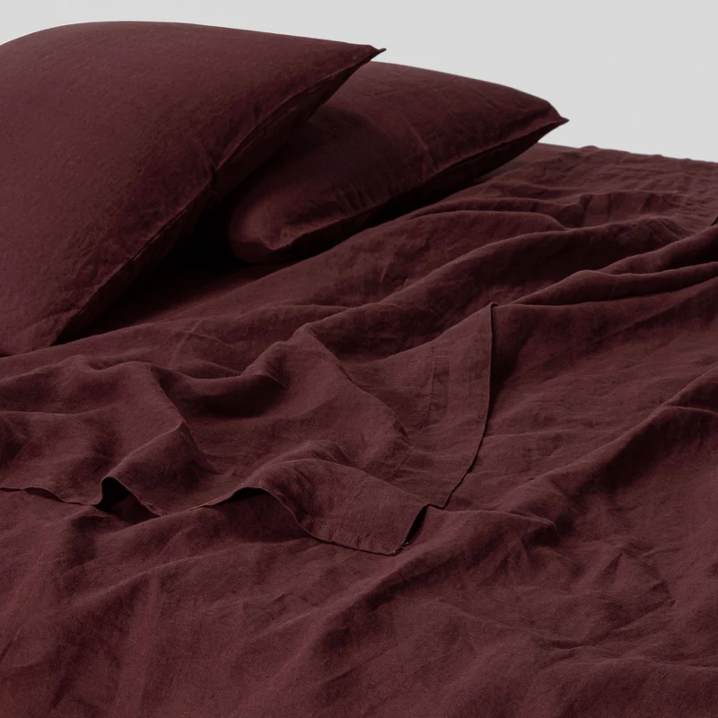 Drap plat en lin lavé 190g/m² • Vignes