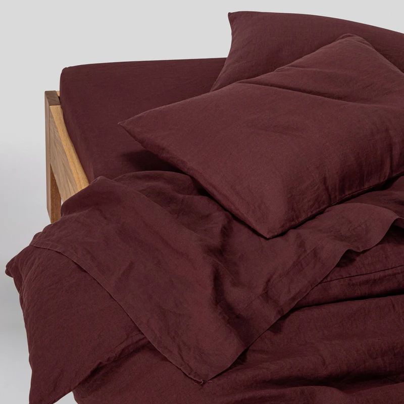 Drap plat en lin lavé 190g/m² • Vignes