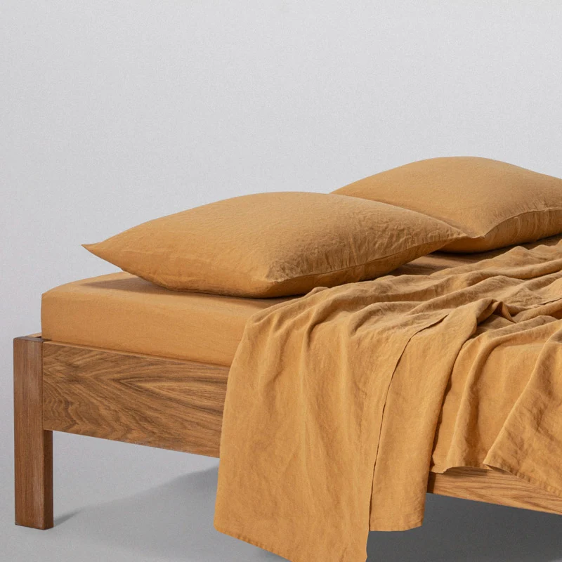2 taies d'oreiller en lin lavé 190g/m² • Miel