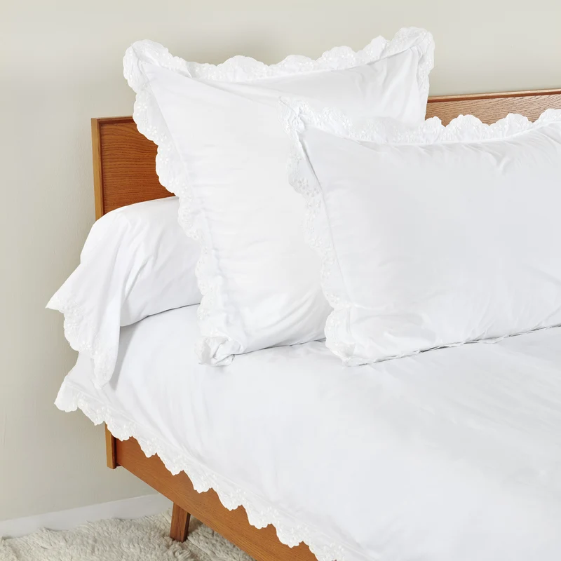 Parure de lit Héloïse - Percale de coton brodée