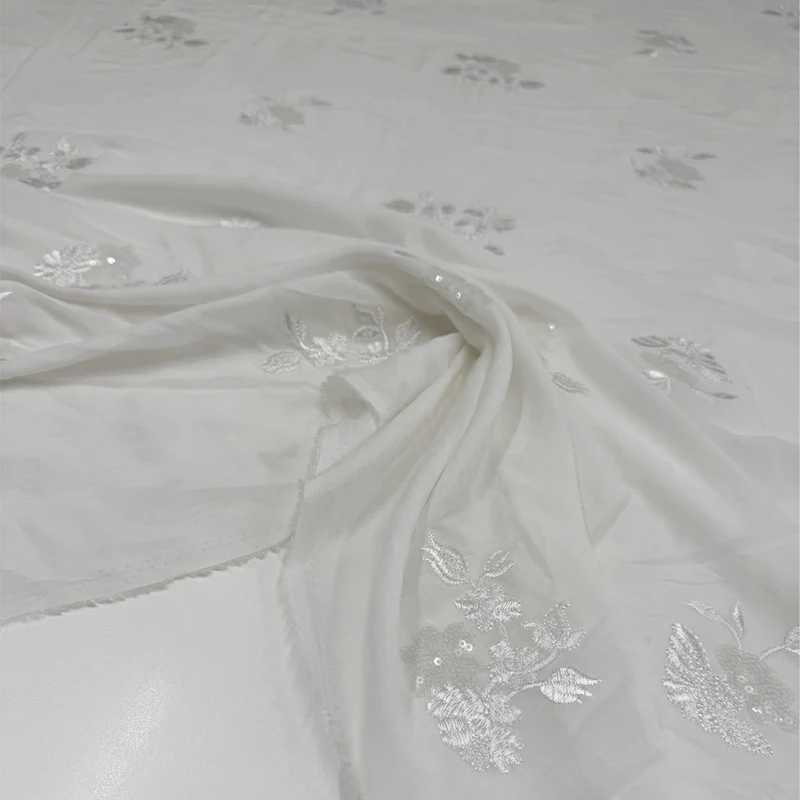 Tissu brodé, Paillettes Coton - Lumia