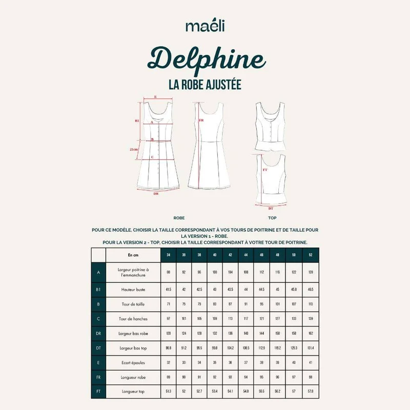 PATRON DE COUTURE PDF | Robe & Haut Delphine | Maéli Paris | FRANÇAIS SEULEMENT