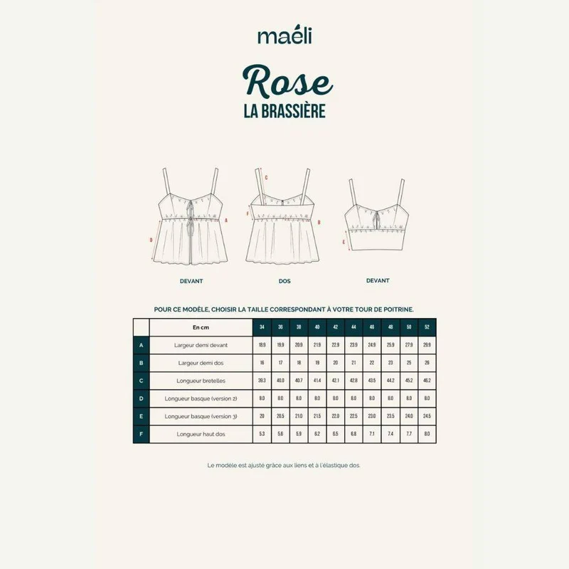 PATRON DE COUTURE PDF | Bralette & Haut Rose | Maéli Paris | FRANÇAIS SEULEMENT