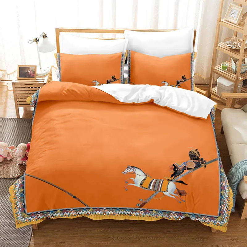 Housse de Couette et Deux Taies Baroque Orange