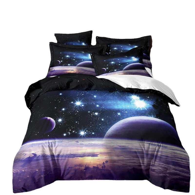 Housse de Couette et Deux Taies 3D Etoiles Planètes Cosmos