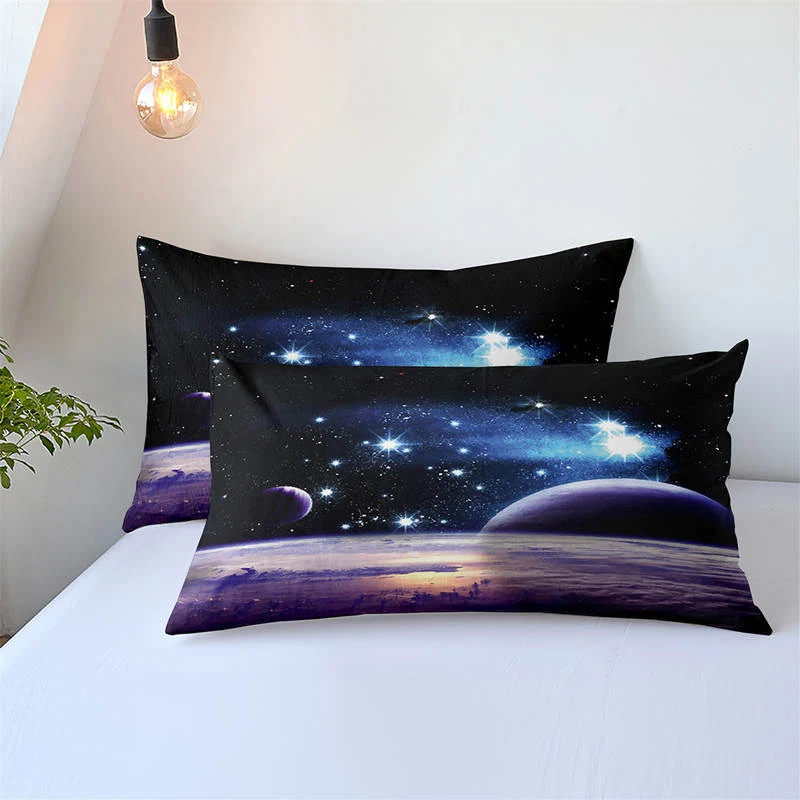 Housse de Couette et Deux Taies 3D Etoiles Planètes Cosmos