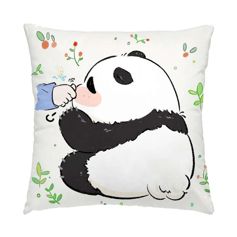 Lot de 4 Housses de Coussin Panda Doux 45cm