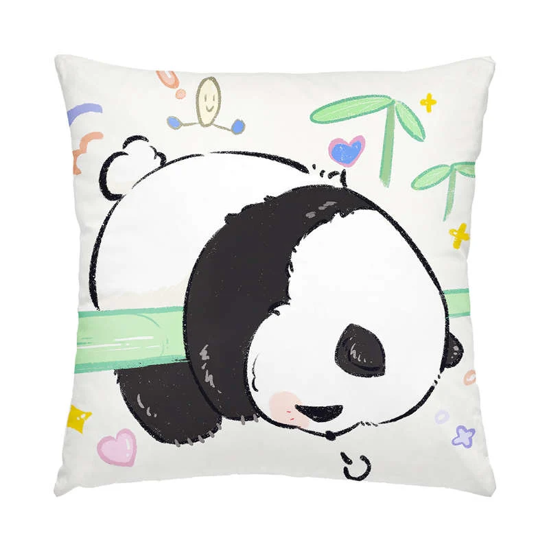 Lot de 4 Housses de Coussin Panda Doux 45cm
