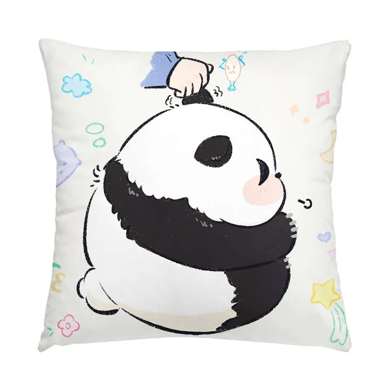 Lot de 4 Housses de Coussin Panda Doux 45cm
