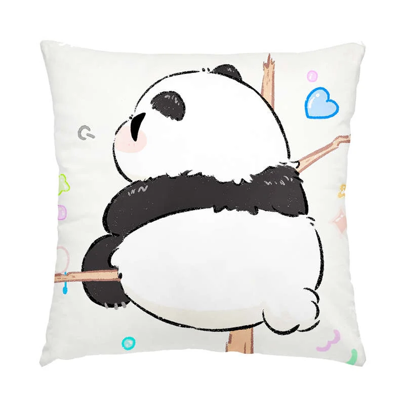 Lot de 4 Housses de Coussin Panda Doux 45cm