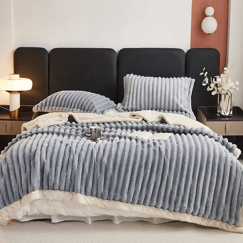 Couverture Polaire Plaid Fourrure Laine 700 g/m² Gris