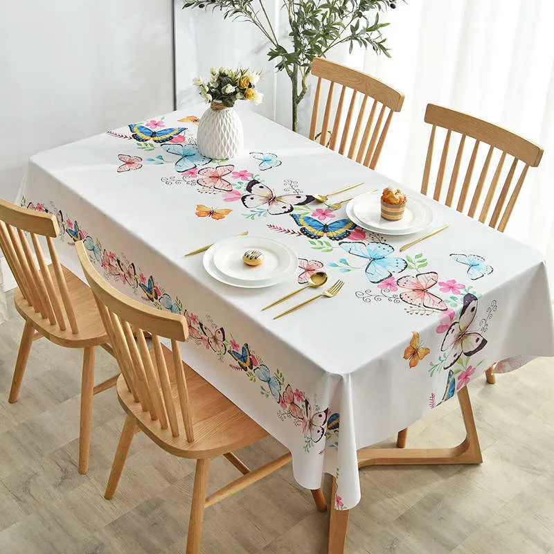 Toile Cirée Rectangle Motif Papillon Aquarelle