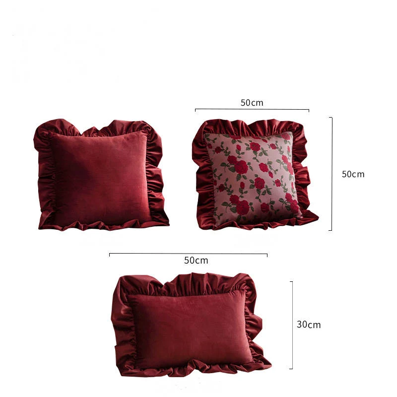 Housse de Coussin Brodée Motif Rose