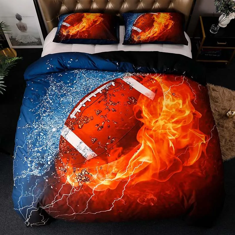 Housse de Couette et Deux Taies Rugby Bleu 240 cm