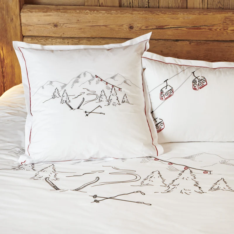 Parure de lit Vosges - Percale de coton brodée