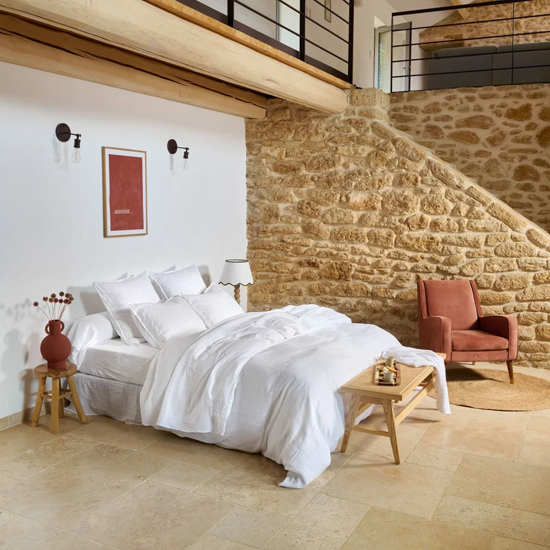 Parure de lit unie - Gaze de Coton