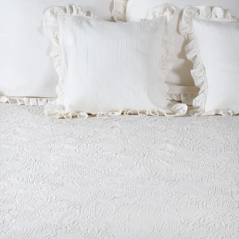 Couvre-lit Adèle - Coton piqué jacquard