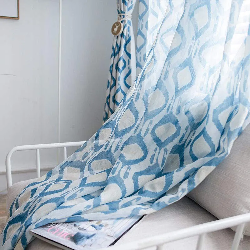 Voilage à œillets Scandinave Losange 140 x H240 cm Bleu