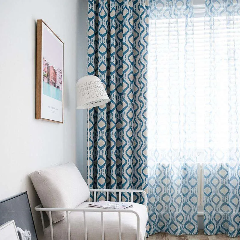 Voilage à œillets Scandinave Losange 140 x H240 cm Bleu