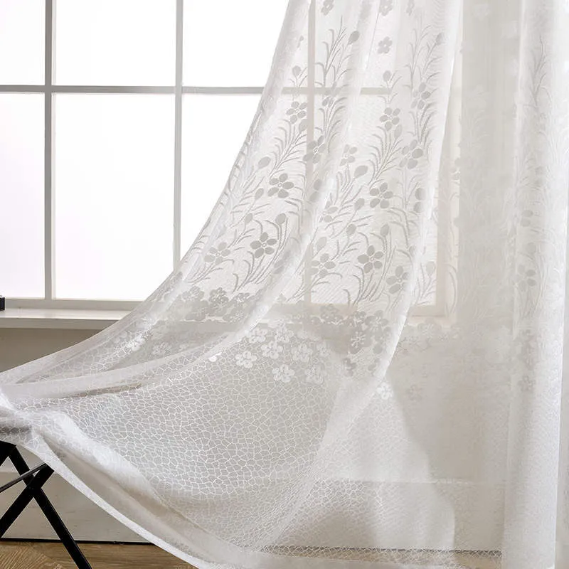 Voilage à œillets Jacquard Fleur Blanc 135 x H240 cm Printemps