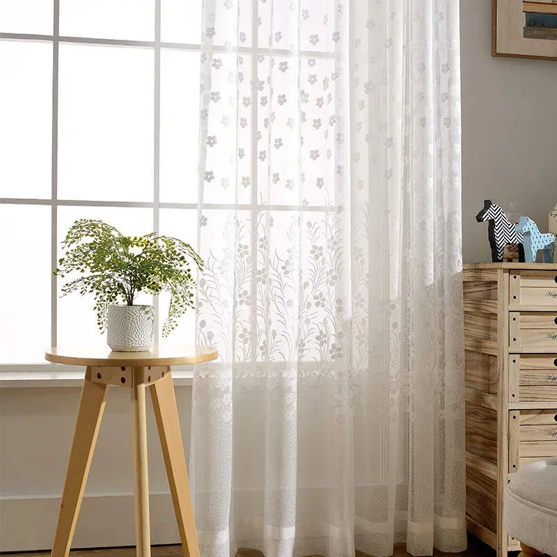 Voilage à œillets Jacquard Fleur Blanc 135 x H240 cm Printemps