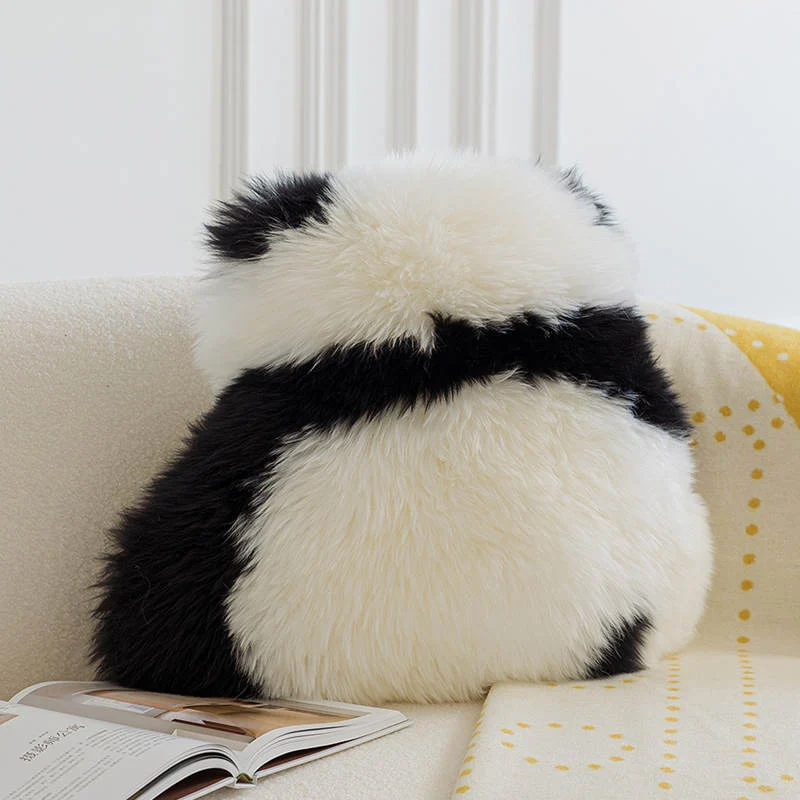 Coussin Panda Doux Fausse Laine 52 x H57 cm