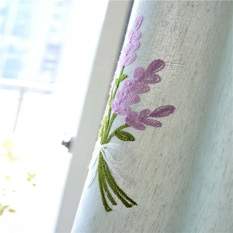 Rideau à œillets Tamisant Fleur Brodé 140x260cm