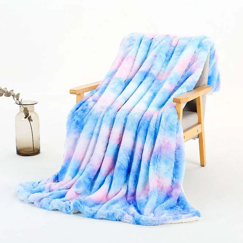 Couverture Doux Fausse Laine Tie-dye Couleur