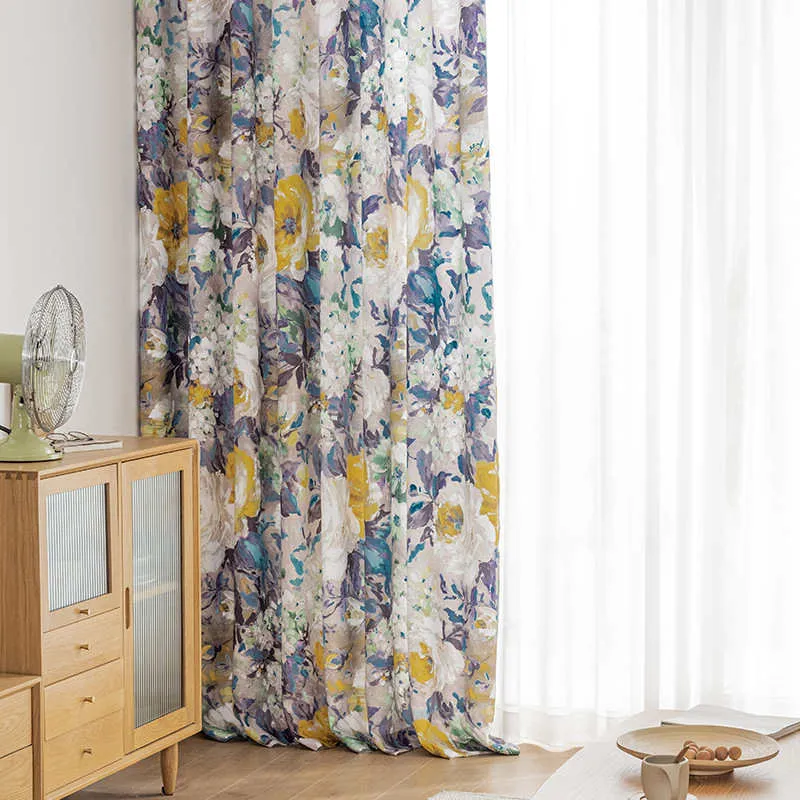 Rideau à œillets Tamisant Fleuri Peiture 140X260cm Couleur