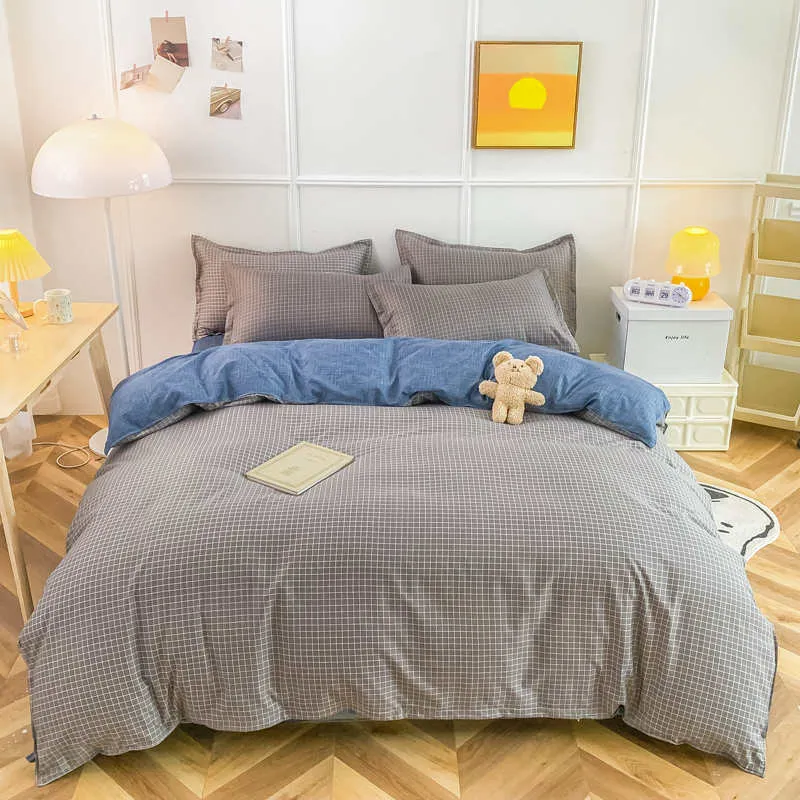Housse de Couette et Deux Taies Gris Bleu 200cm