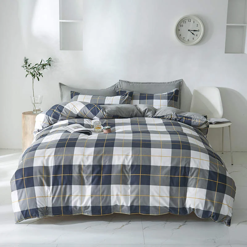 Housse de Couette et deux Taies Grille Doré 240cm